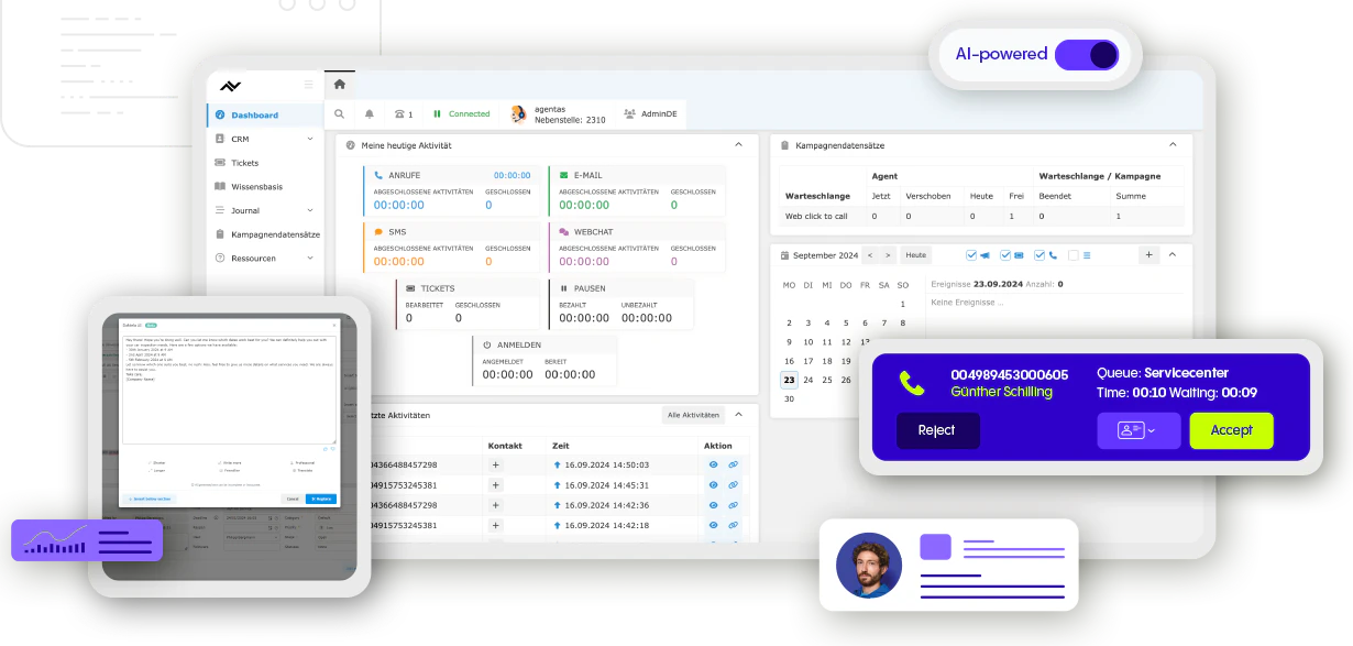 screenshot of NFON Contact Center Hub